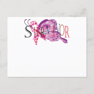 Invitation Carte Postale Survivor Pink Ribbon Breast Cancer Awareness