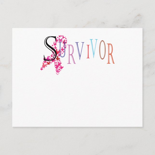 Invitation Carte Postale Survivor Pink Ribbon Breast Cancer Awareness (Devant)