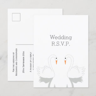 Invitation Carte Postale Swans Design Wedding RSVP
