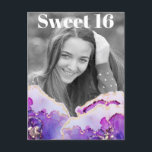 Invitation Carte Postale *~* Sweet 16 Anniversaire Photo Violet Abstrait AP<br><div class="desc">(rechercher AP29 pour des designs similaires sur différents produits)(Cette conception peut être adaptée à N'IMPORTE QUEL ÂGE ou ÉVÉNEMENT )) Rejoignez si vous avez besoin d'aide. *~* Carte postale Abstraite Energy Enhanced. Modifier / Modifier le texte et la PHOTO de la douce fille d'anniversaire 16. Abstrait Artsy Girly Chic SWEET...</div>
