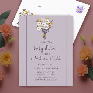 Invitation Carte Postale Sweet Daisy Bouquet Chic BABY SHOWER PERSONNALISÉ