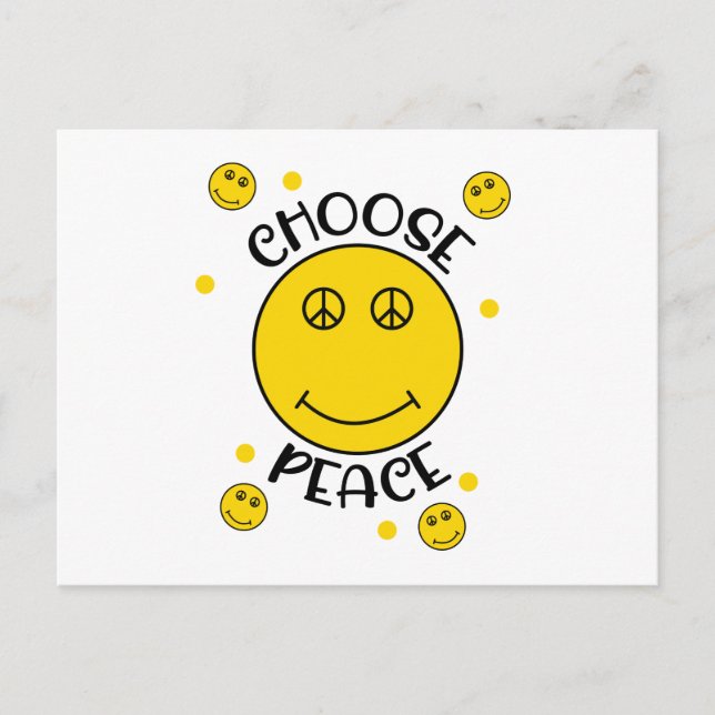 Invitation Carte Postale Symbole de la paix face Emoji (Devant)