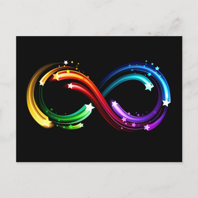 Invitation Carte Postale Symbole de l'infini des comètes arc-en-ciel (Devant)