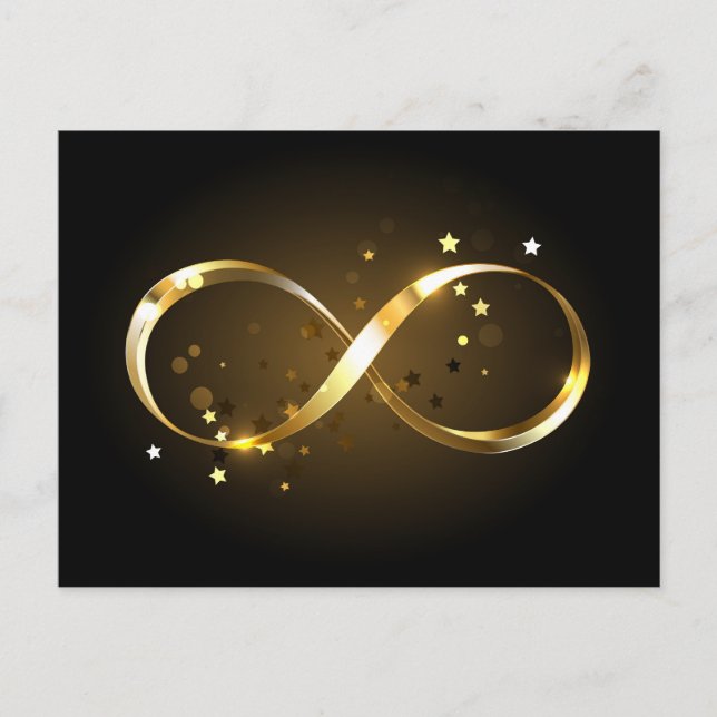 Invitation Carte Postale Symbole d'infini doré (Devant)