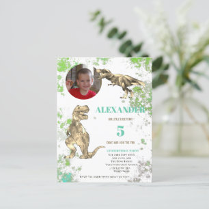 Invitation Carte Postale T rex 5e anniversaire fête Tyrannosaurus Photo