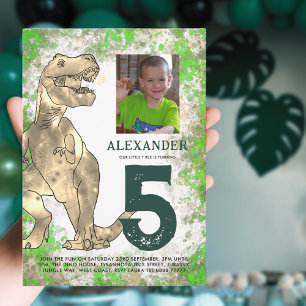 Invitation Carte Postale T-Rex Dinosaur 5e fête d'anniversaire