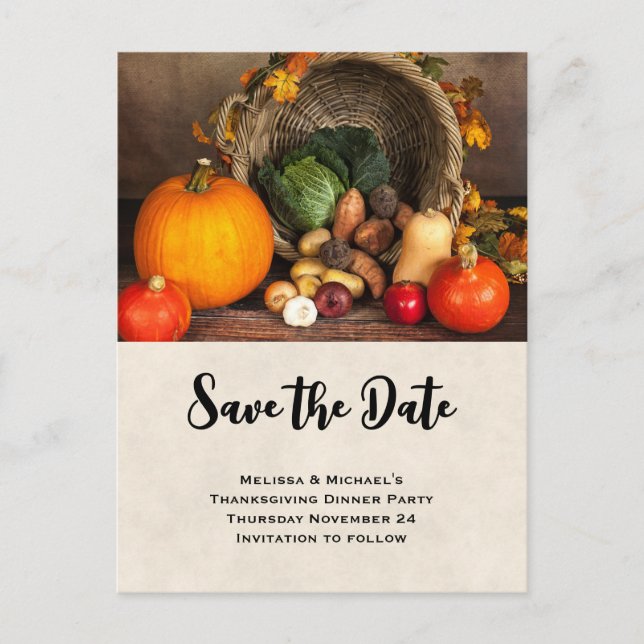 Invitation Carte Postale Table Thanksgiving Bountiful Harvest Enregistrer l (Devant)