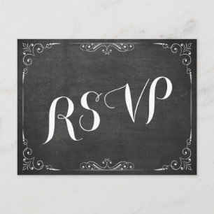 Invitation Carte Postale Tableau noir blanc Chalkboard Floral Wedding showe