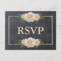 Tableau Noir Rose Blanche Cadre Doré RSVP Repas