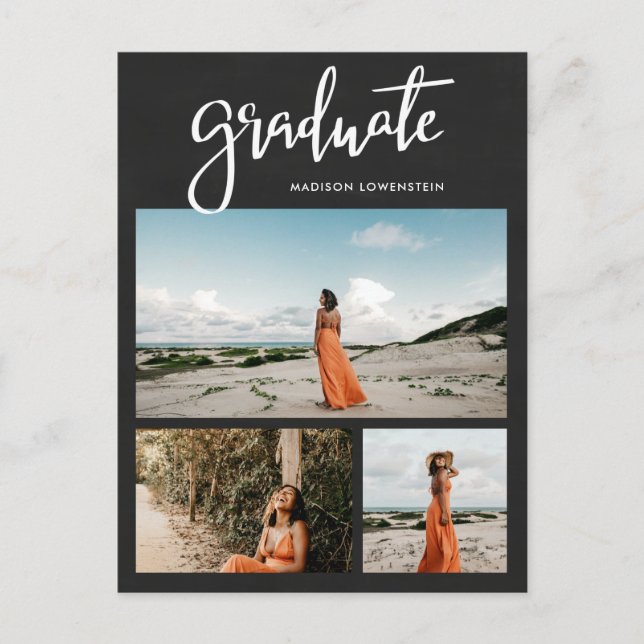 Invitation Carte Postale Tableau | Script Graduel Rustic Grad Photo (Devant)