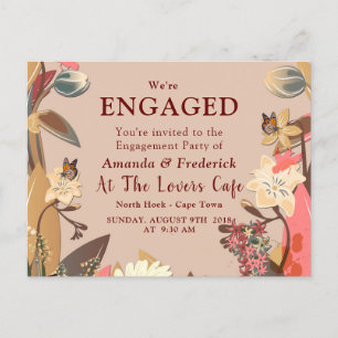 Invitation Carte Postale Tan - Marsala Vin & une torsion de teintes roses