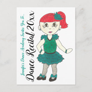 Invitation Carte Postale Tap Dancing Girl Custom Dance Studio Considérant