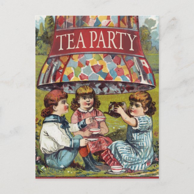 Invitation Carte Postale Tea Party vintage (Devant)