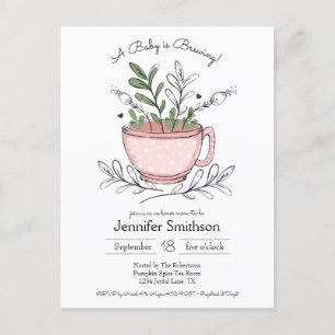 Invitation Carte Postale Teacup Floral Tea Party Baby shower