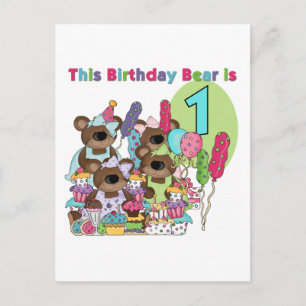 Invitation Carte Postale Teddy Bear Party 1st Birthday tshirts et cadeaux