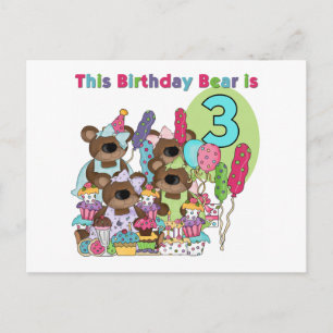 Invitation Carte Postale Teddy Bear Party 3e Anniversaire Tshirts et cadeau