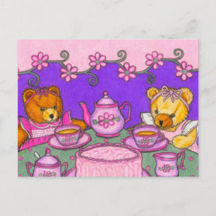 Invitation Carte Postale Teddy Bear Tea Party