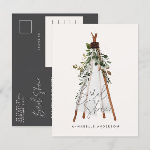Invitation Carte Postale Teepee feuillage moderne jardin bohème élégant