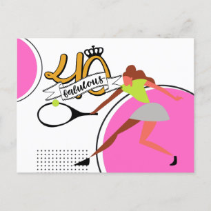 Invitation Carte Postale Tennis 40e anniversaire pour femme joueur
