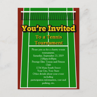 Invitation Carte Postale Tennis Court Layout Graphic, Vous êtes invité