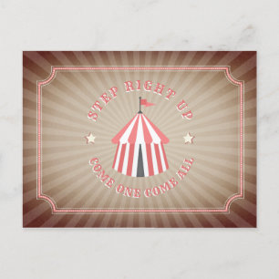 Invitation Carte Postale Tente de cirque rose vintage inspirée Anniversaire
