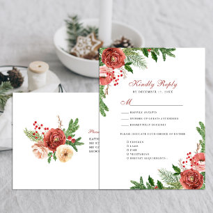 Invitation Carte Postale Terracotta Pin Floral Bough Mariage de feuillage R