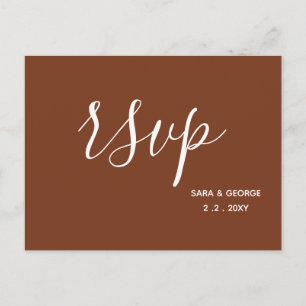 Invitation Carte Postale Terracotta Rustic Burnt Orange Wedding RSVP