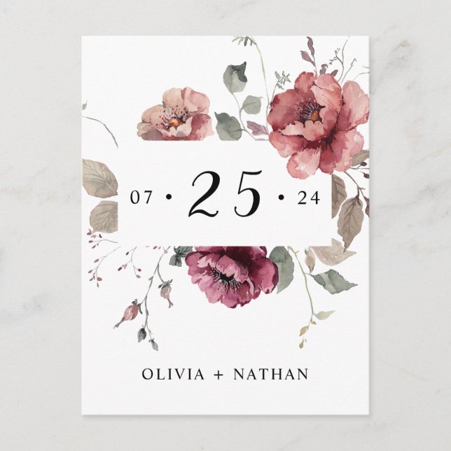 Invitation Carte Postale Terracotta Terreux Bourgogne Automne Boho Enregist (Devant)