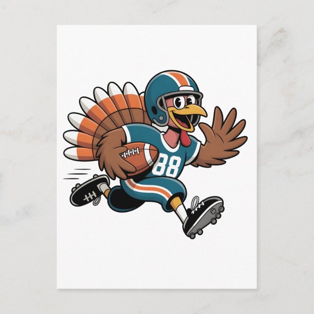 Invitation Carte Postale Thanksgiving Football Turquie Imaginaire Football (Devant)