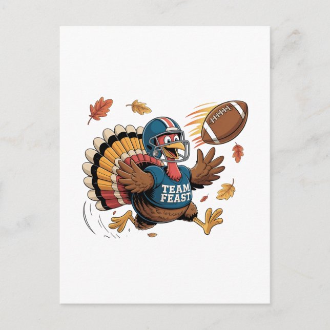 Invitation Carte Postale Thanksgiving Football Turquie Imaginaire Football (Devant)
