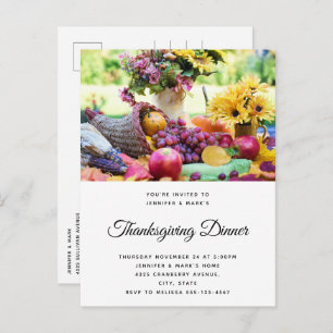 Invitation Carte Postale Thanksgiving Holiday Autumn Harvest Table