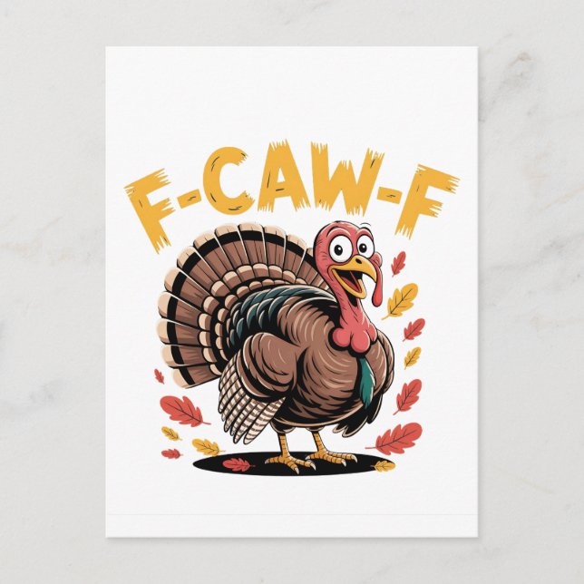 Invitation Carte Postale Thanksgiving Turquie Cawing F-Caw-F Funny Crow (Devant)