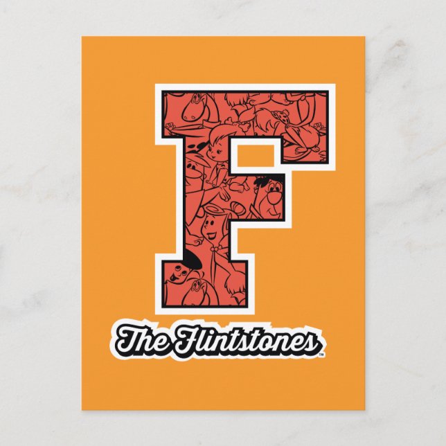 Invitation Carte Postale The Flintstones | Collegiate Style Monogram (Devant)