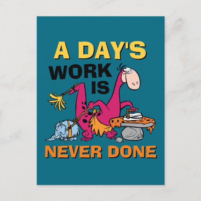 Invitation Carte Postale The Flintstones | Dino Cleaning House (Devant)