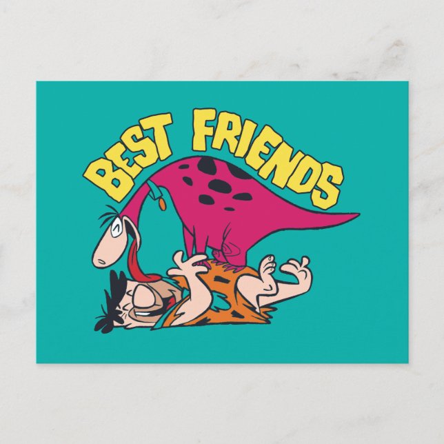 Invitation Carte Postale The Flintstones | Fred & Dino - Best Friends (Devant)