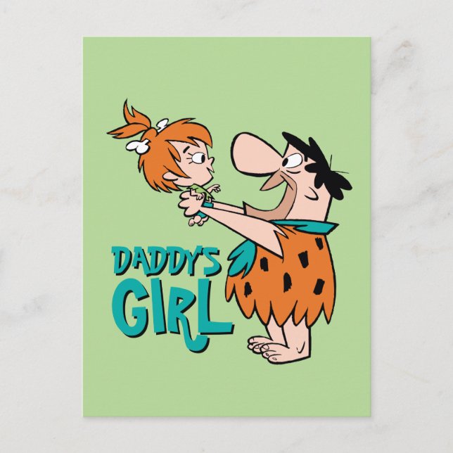Invitation Carte Postale The Flintstones | Fred & Pebbles - Daddy's Girl (Devant)