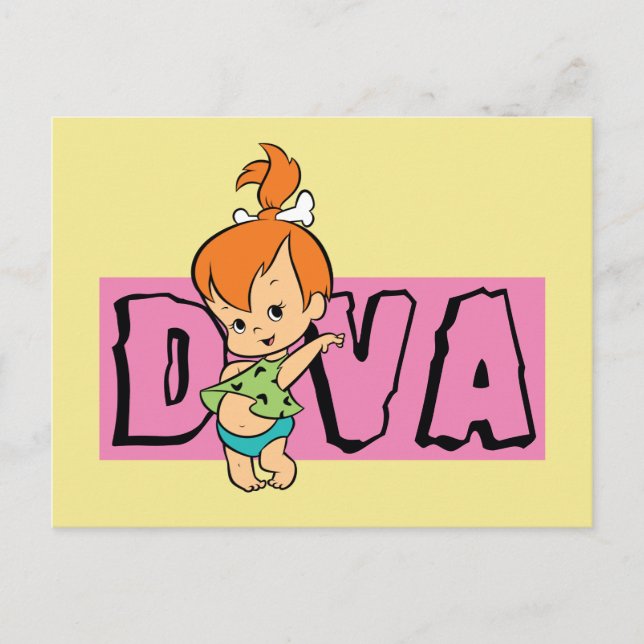 Invitation Carte Postale The Flintstones | Pebbles - Little Diva (Devant)