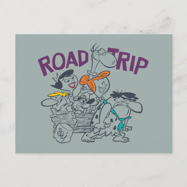 Invitation Carte Postale The Flintstones | Road Trip (Devant)