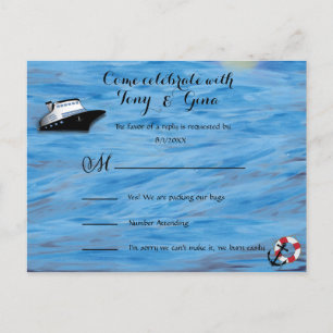 Invitation Carte Postale thème d'aquarelle de la croisière 20XX épousant la