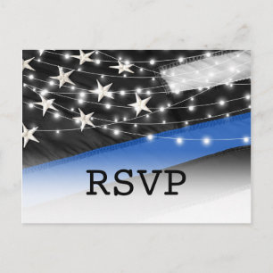 Invitation Carte Postale Thin Blue Line Police Force RSVP