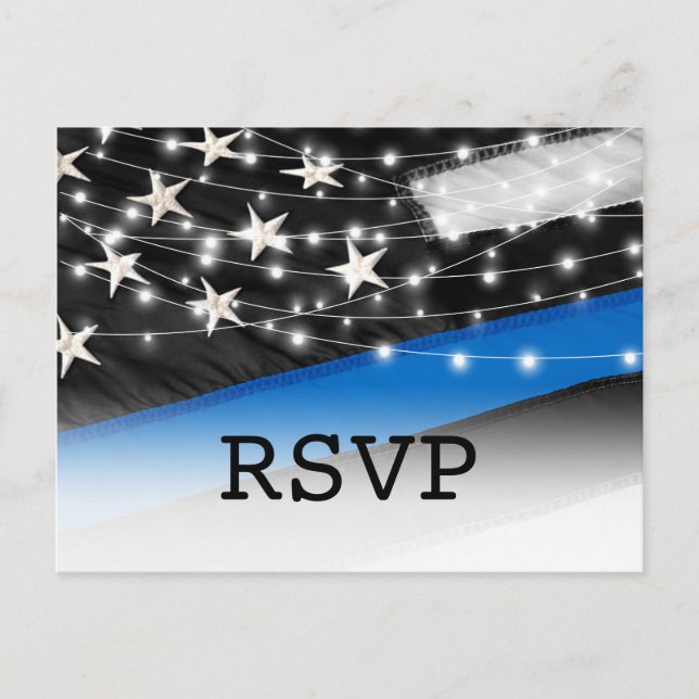 Invitation Carte Postale Thin Blue Line | Police Force RSVP (Devant)