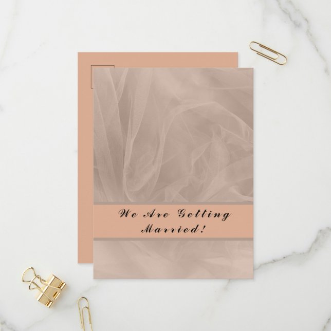 Invitation Carte Postale Tissu rose texturé (Devant/Arrière en situation)