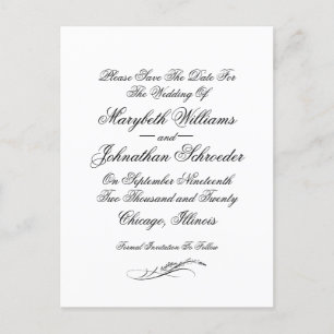 Invitation Carte Postale Toile & Calligraphie Mariage Enregistrer La Date C