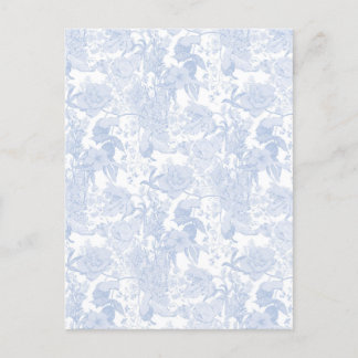 Invitation Carte Postale Toile Florale Victorienne en Bleu de Wedgewood