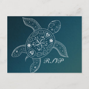 Invitation Carte Postale Tortue de mer d'Hawaii Blanc Turquoise Beach Maria