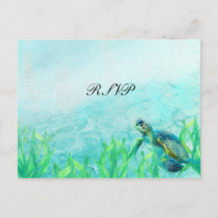 Invitation Carte Postale Tortue de mer Océan Plage Art Élégant Mariage RSVP
