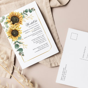 Invitation Carte Postale Tournesol Eucalyptus Verdure Mariage Vow Renouvell
