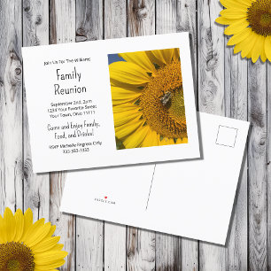 Invitation Carte Postale Tournesol Photo Summer Family Réunion Barbecue