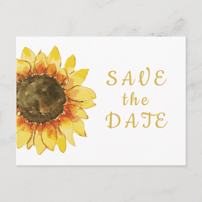 Invitation Carte Postale Tournesol rustique. Mariage campagnard Enregistrer (Devant)