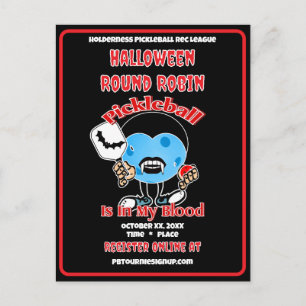 Invitation Carte Postale Tournoi de Pickleball Halloween en Round Robin Vam